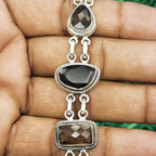 Elegant Handmade Sterling Silver 925 Faceted Smokey Quartz Bracelet Fine Gemstone Jewelry