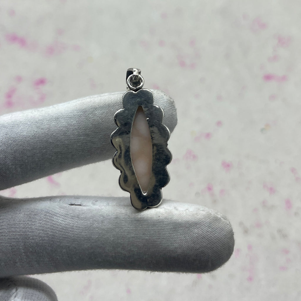 Pink Larimar 925 Sterling Silver Pendant – Handmade Bohemian Jewelry