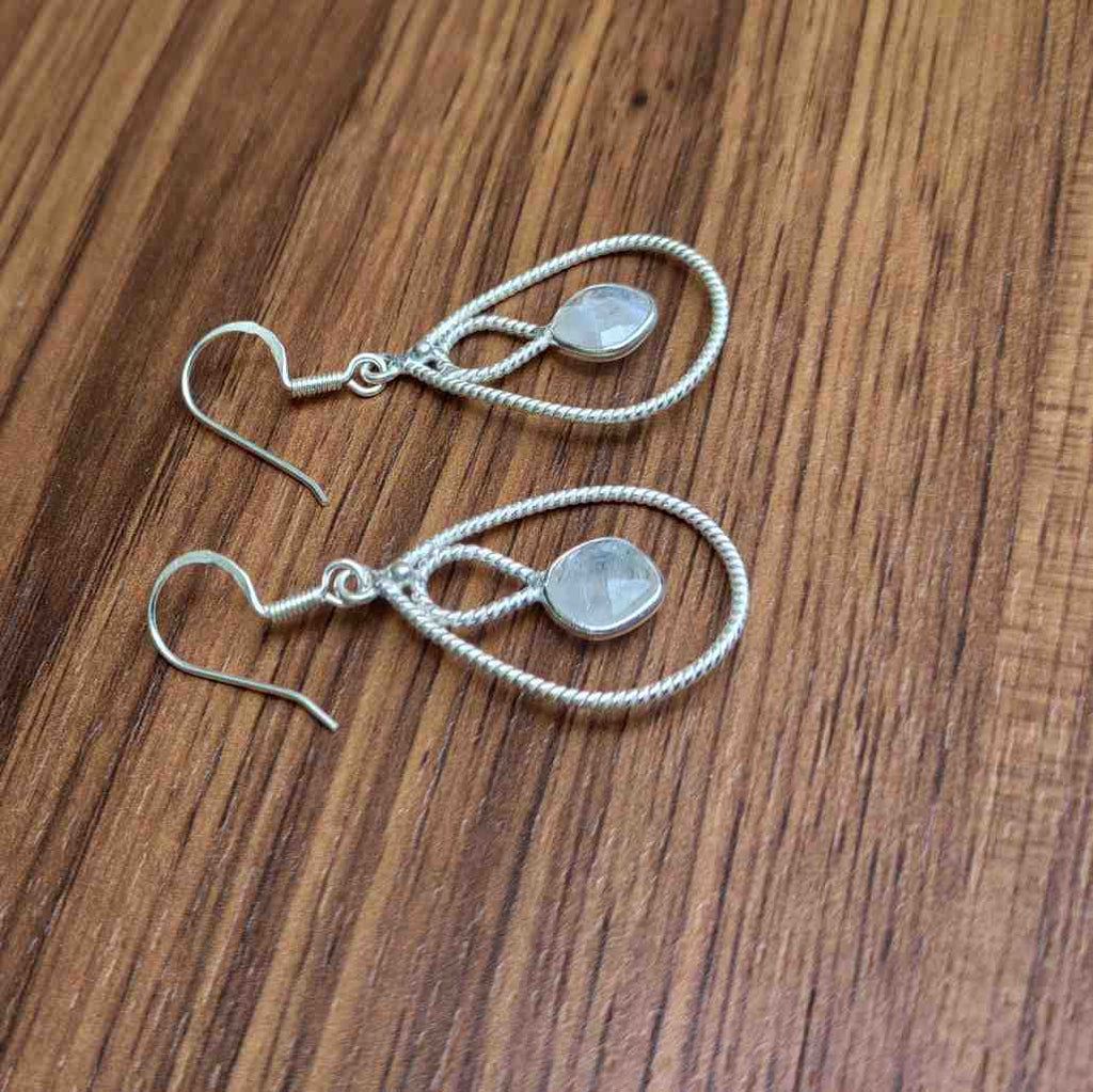 Fine 925 Sterling Silver Moonstone  Earrings