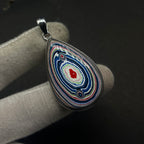 Fordite Drop Shape 925 Silver Boho Pendant Necklace