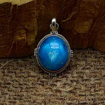 Titanium Druzy 925 Silver Pendant Nepali Design Gift