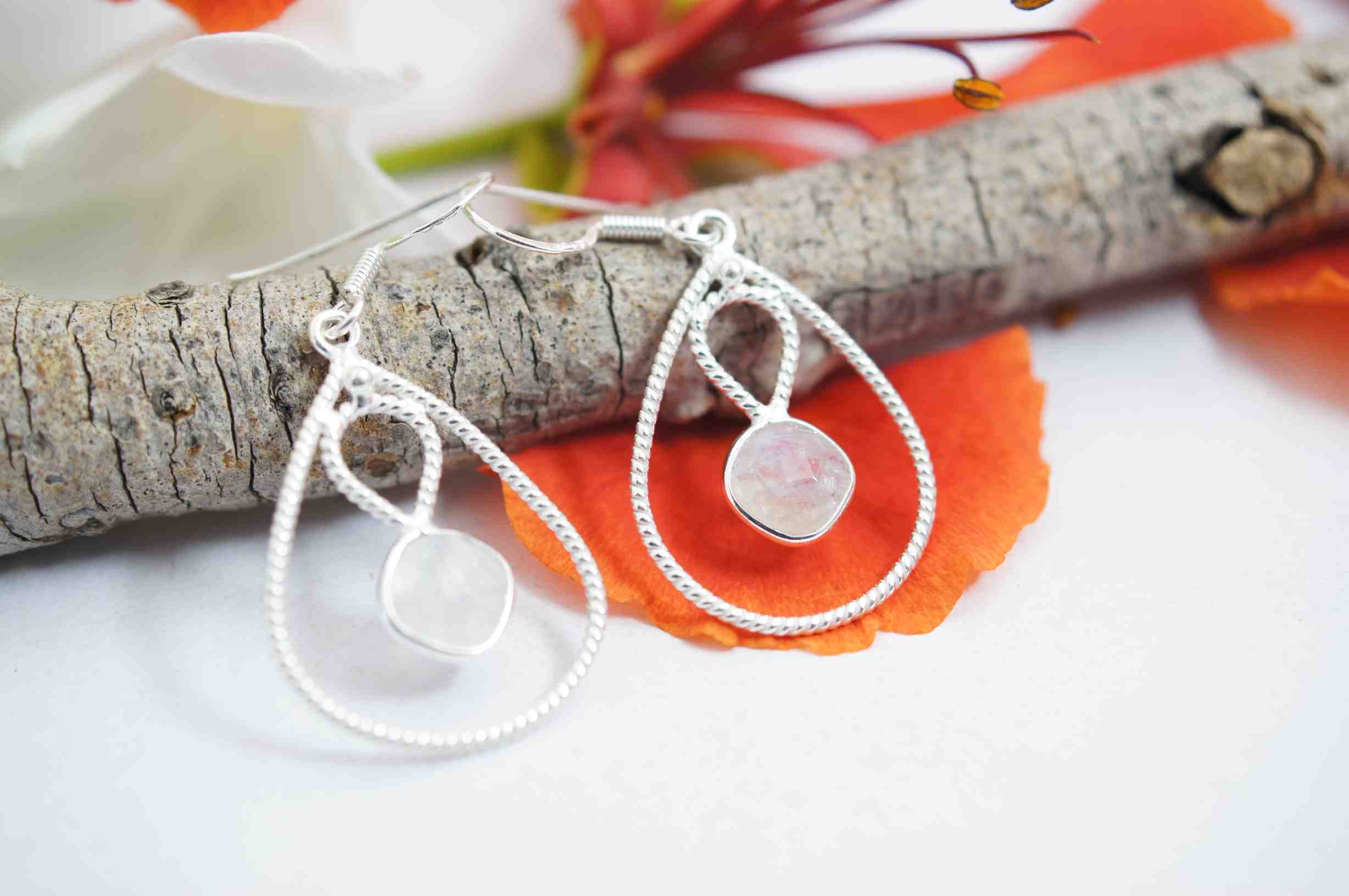 Fine 925 Sterling Silver Moonstone  Earrings