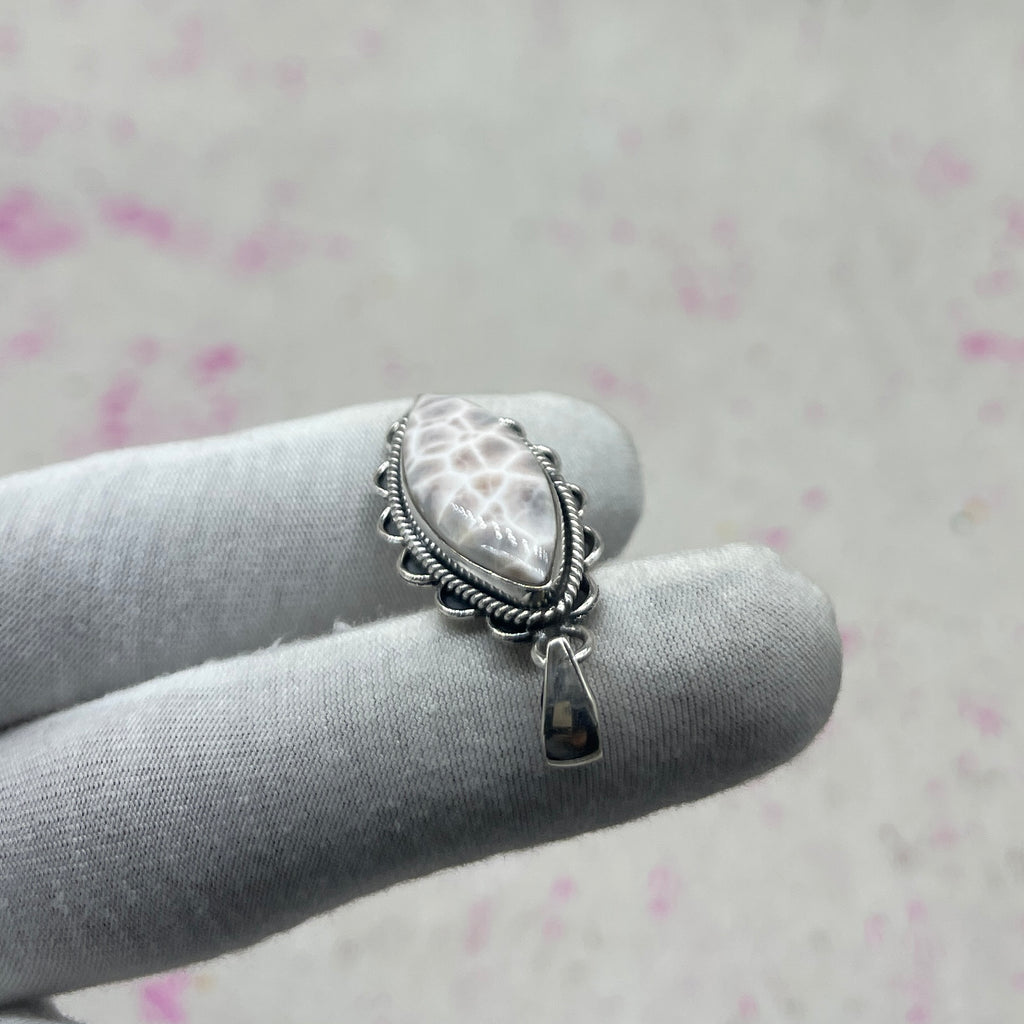 Pink Larimar 925 Sterling Silver Pendant – Handmade Bohemian Jewelry