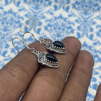 Black Onyx Dangle Earrings in 925 Silver – Classic Bold Stone Jewelry