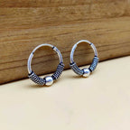 Vintage Style 925 Sterling Silver Bali Hoop Earrings for Women