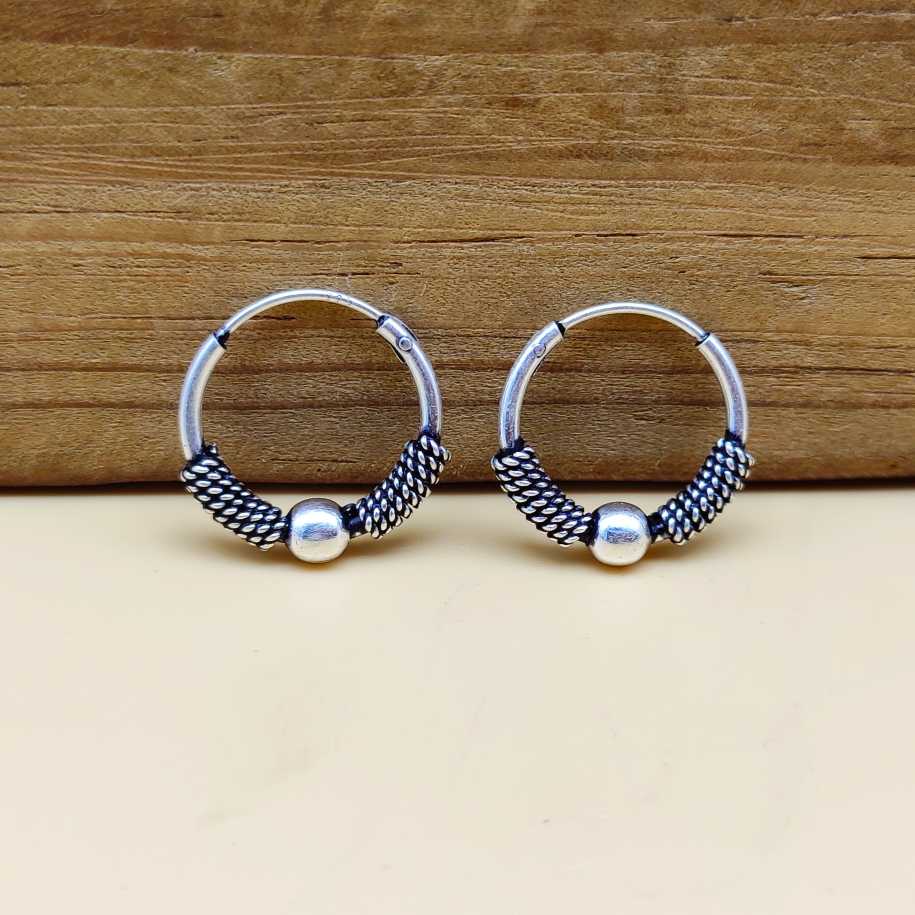 Vintage Style 925 Sterling Silver Bali Hoop Earrings for Women