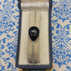 Handmade 925 Sterling Silver Black Onyx Drop Cabochon Bracelet