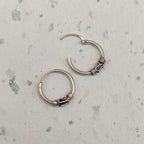 Handmade 925 Sterling Silver Artisan Hoop Earrings Ethnic Design