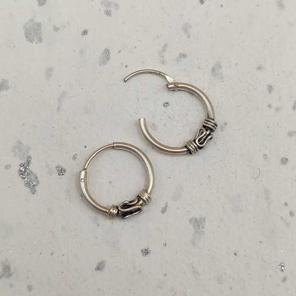 Handmade 925 Sterling Silver Artisan Hoop Earrings Ethnic Design