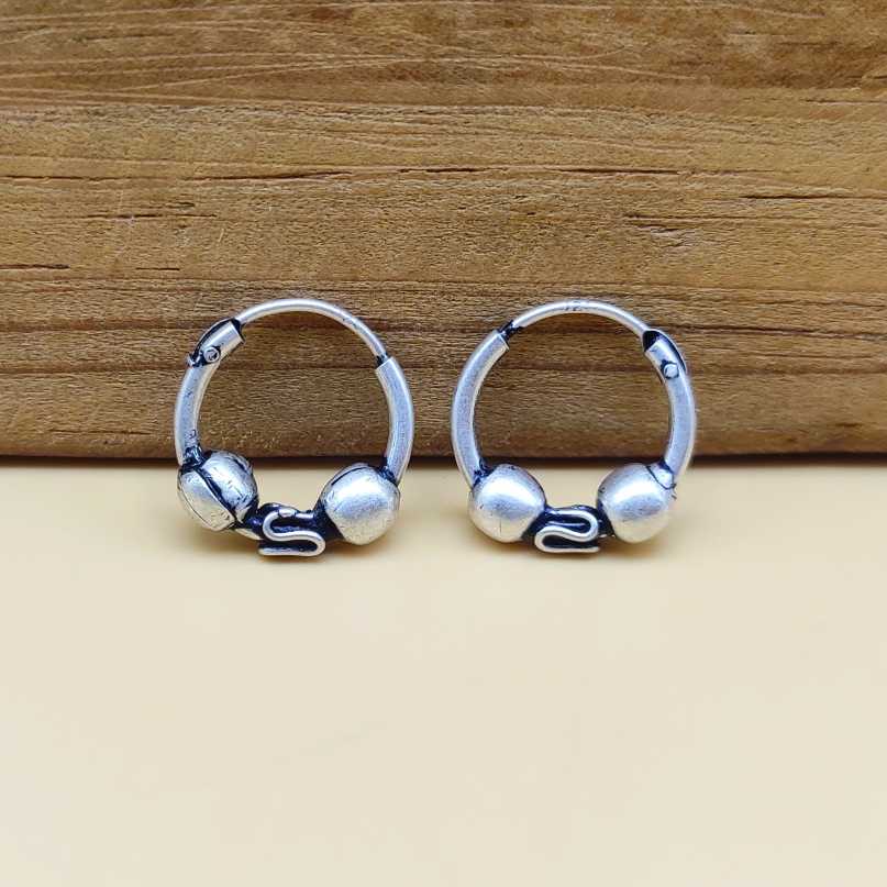 925 Sterling Silver Hoop Earrings with Wire Wrap Design