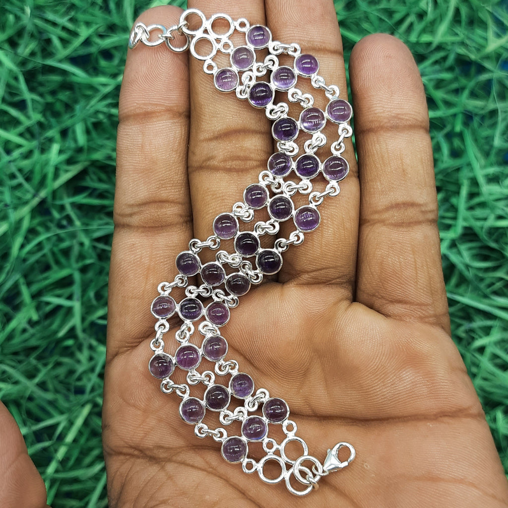 Classic Handmade 925 Sterling Silver Amethyst Bracelet Timeless Design