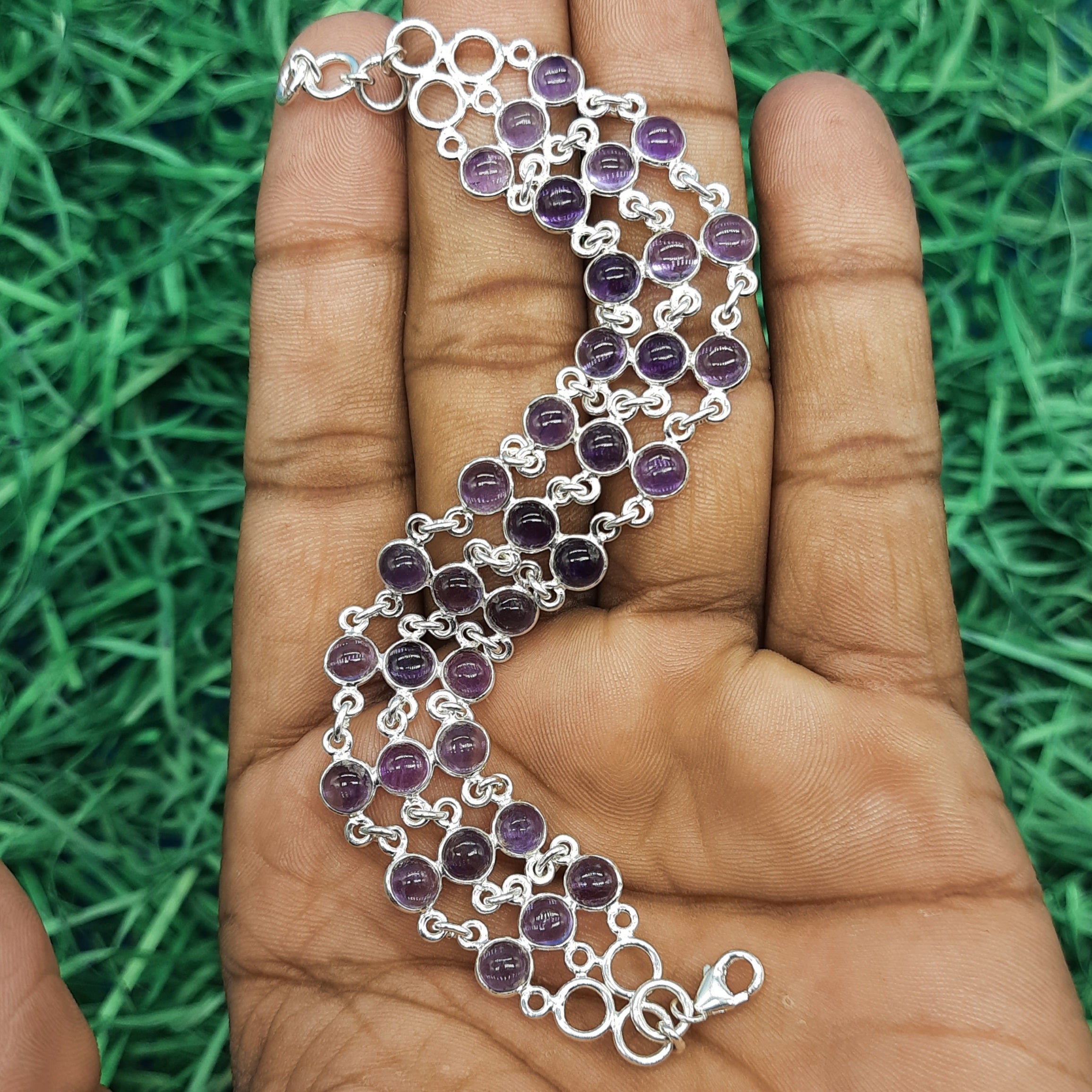 Classic Handmade 925 Sterling Silver Amethyst Bracelet Timeless Design