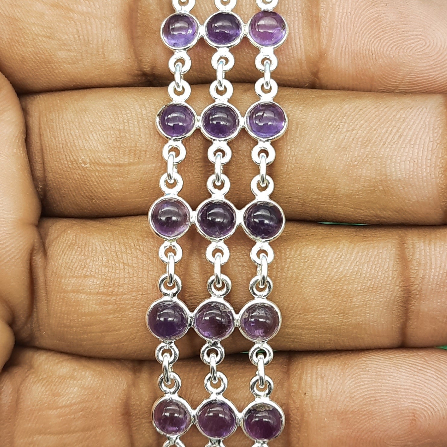 Classic Handmade 925 Sterling Silver Amethyst Bracelet Timeless Design