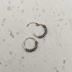 Handcrafted 925 Sterling Silver Bali Hoop Earrings Tribal Wire Wrap