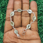 Handmade 925 Sterling Silver Aquamarine Bracelet Oval Shape Gemstone Jewelry