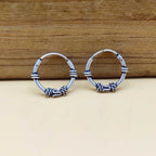 925 Sterling Silver Small Hoop Earrings with Artistic Wire Accent