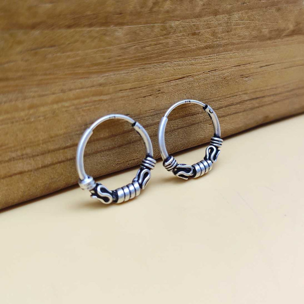 Boho Style 925 Sterling Silver Hoop Earrings Handmade Jewelry