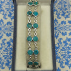 925 Silver Turquoise Round Cabochon Bracelet – Handmade Natural Gemstone Jewelry