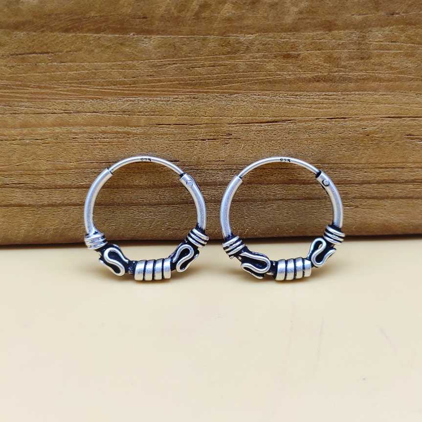Boho Style 925 Sterling Silver Hoop Earrings Handmade Jewelry