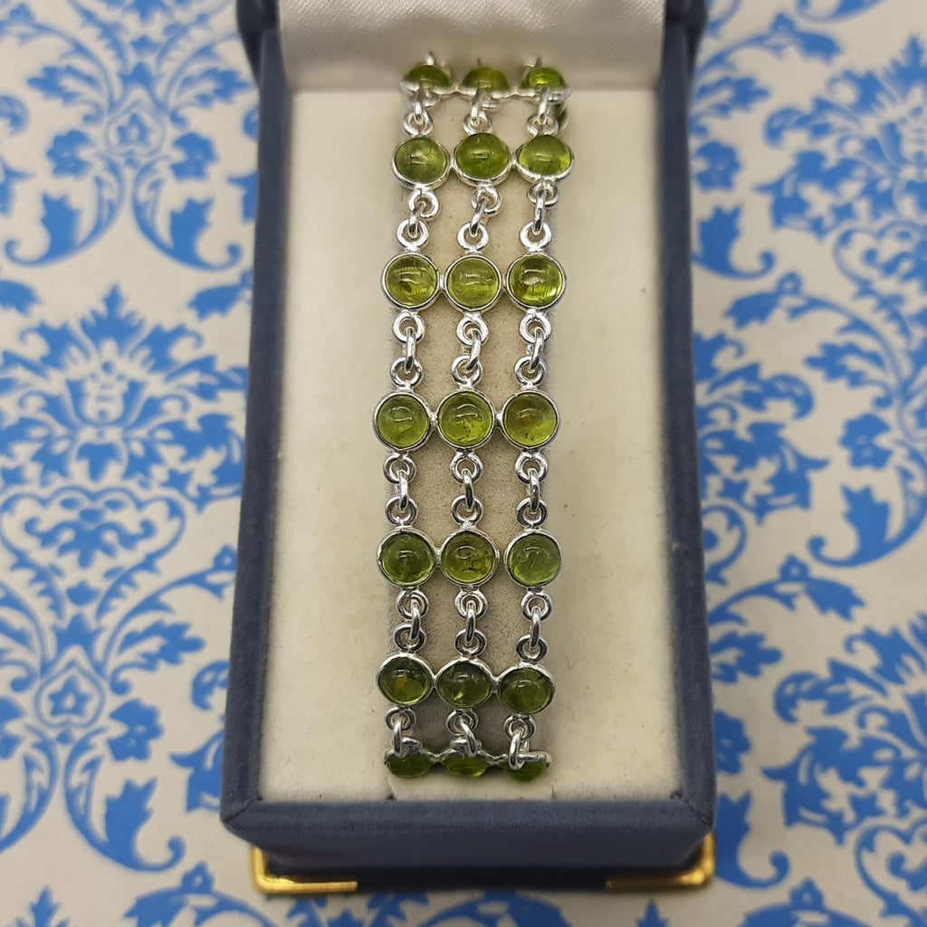 Peridot Round Shape Gemstone Bracelet 925 Sterling Silver Handmade Minimal Style