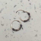 925 Sterling Silver Oxidized Hoop Earrings with Wrapped Wire Design