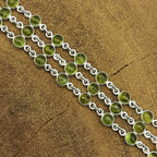 Peridot Round Shape Gemstone Bracelet 925 Sterling Silver Handmade Minimal Style