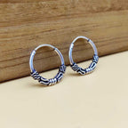 925 Sterling Silver Oxidized Hoop Earrings with Wrapped Wire Design