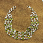 Peridot Round Shape Gemstone Bracelet 925 Sterling Silver Handmade Minimal Style