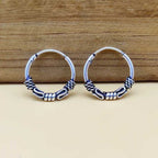 925 Sterling Silver Oxidized Hoop Earrings with Wrapped Wire Design