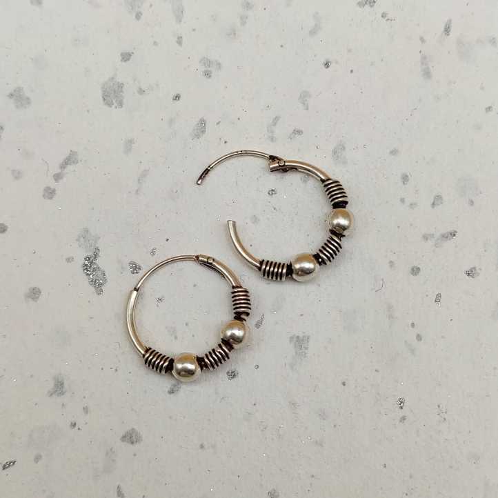 Vintage Style 925 Sterling Silver Bali Hoop Earrings for Women