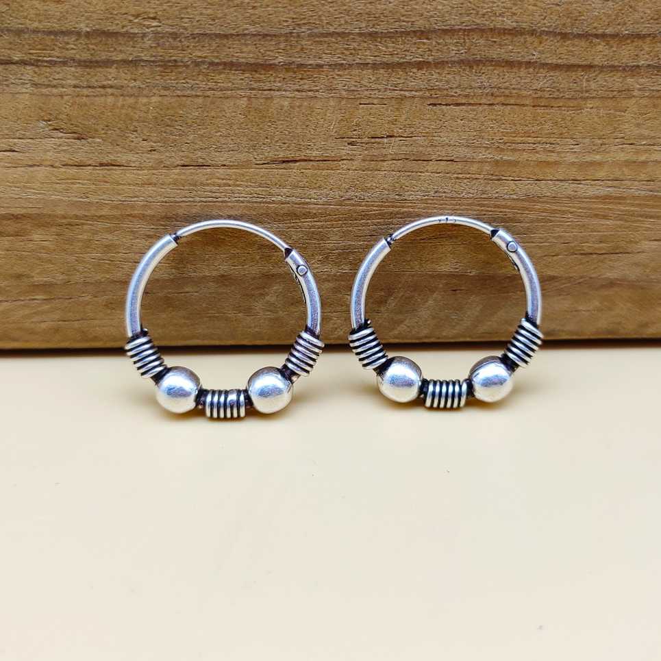 Vintage Style 925 Sterling Silver Bali Hoop Earrings for Women