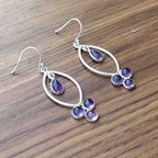 Amethyst 925 Sterling Silver Round & Drop Gemstone Earrings