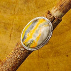 Oval Shape Bumble Bee Gemstone Designer 925 Sterling Silver Ring