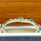 Artisan Crafted Drop Shape Malachite Gemstone Silver Link Bracelet