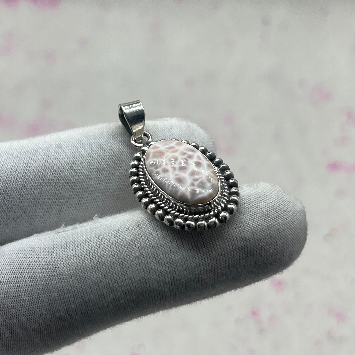 Pink Larimar 925 Sterling Silver Pendant – Designer Silver Jewelry