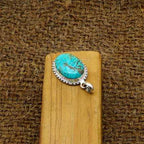Tibetan Turquoise Handmade 925 Silver Oval Pendant