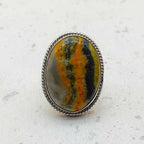 Oval Shape Bumble Bee Gemstone Designer 925 Sterling Silver Ring