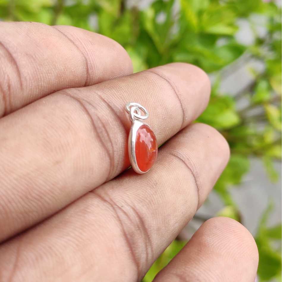 Thin Bezel Carnelian 925 Silver Pendant Handmade Gift Wholesale