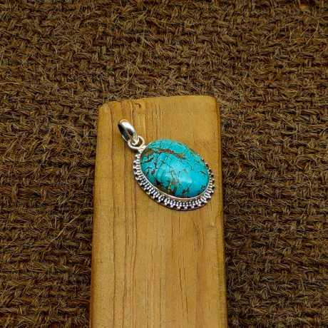 Tibetan Turquoise Handmade 925 Silver Oval Pendant