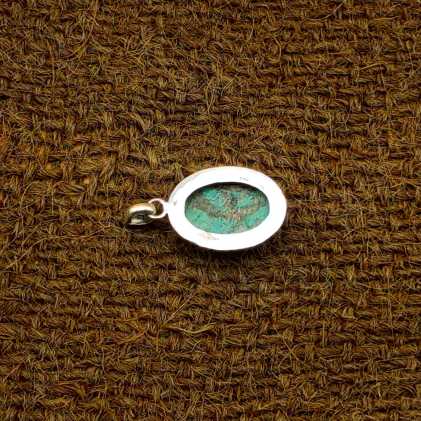 Tibetan Turquoise Handmade 925 Silver Oval Pendant