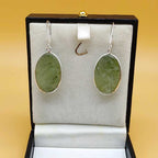 Natural Prehnite Gemstone 925 Sterling Silver Dangle Earrings