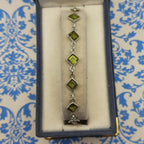 Peridot Bracelet Handmade 925 Sterling Silver Elegant Square Design