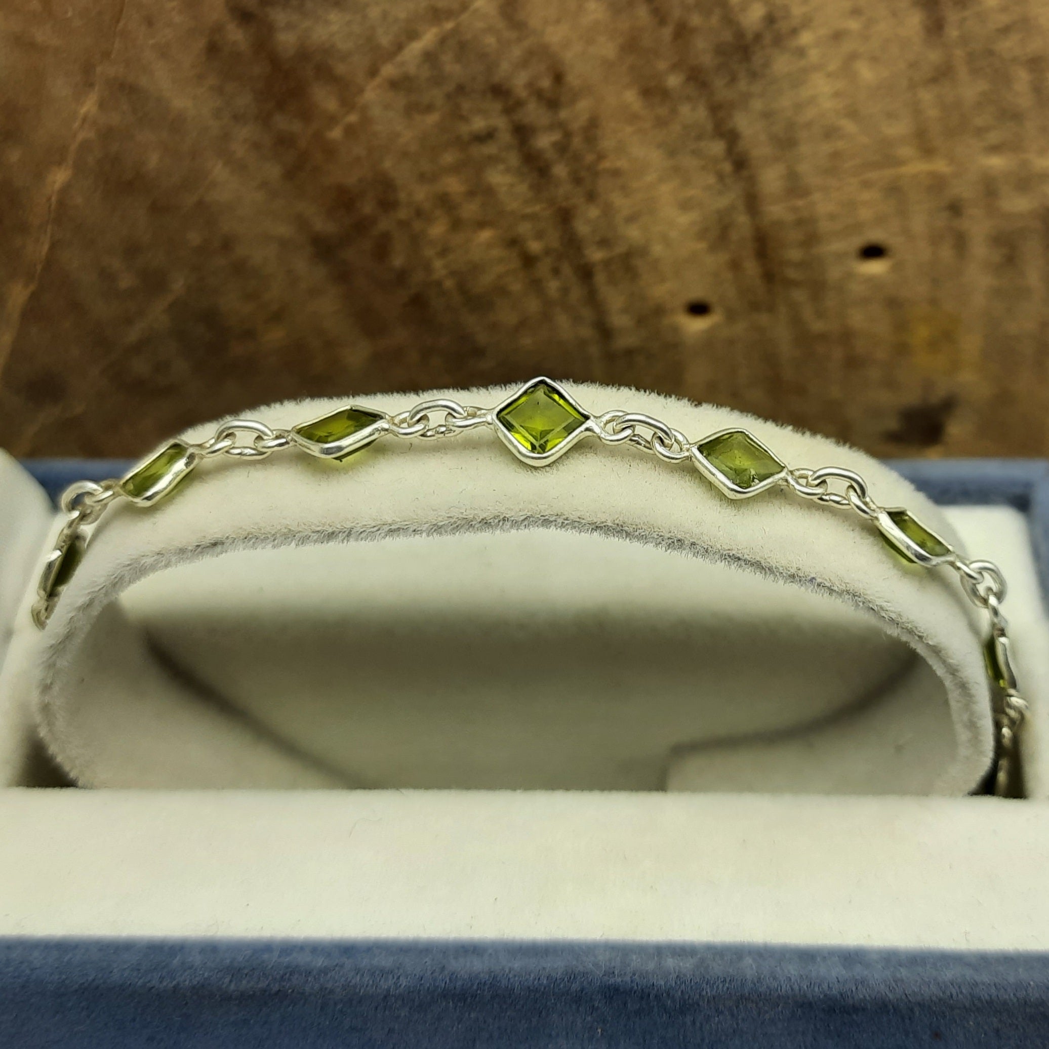 Peridot Bracelet Handmade 925 Sterling Silver Elegant Square Design