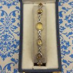 925 Sterling Silver Citrine Bracelet Handmade Fine Gemstone Link Jewelry