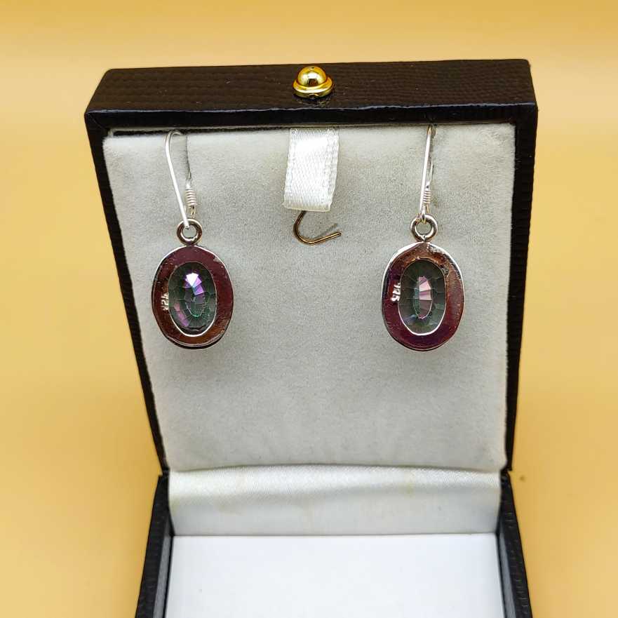 925 Sterling Silver Mystic Topaz Designer Hook Earrings