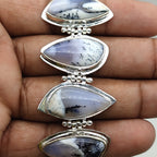 Genuine Dendritic Opal Chunky Bracelet Handmade 925 Sterling Silver  Jewelry