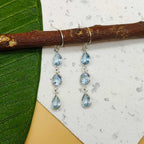 Handmade Blue Topaz Dangler Earring In 925 Solid Sterling Silver