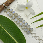 Natural Moonstone Chunky Bracelet Handmade 925 Sterling Silver Elegant Jewelry