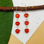 Heart Carnelian Cabochon 925 Sterling Silver Drop Earrings