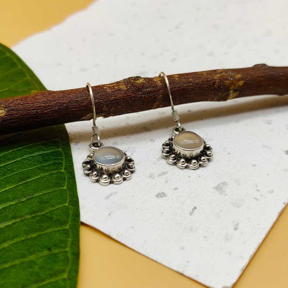 925 Sterling Silver Rose Quartz Designer Hook Earrings